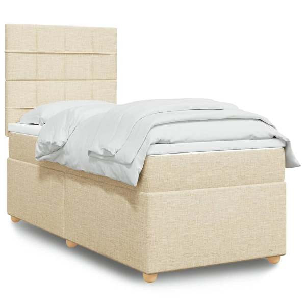vidaXL Boxspringbett mit Matratze Creme 90x190 cm Stoff, 3293440
