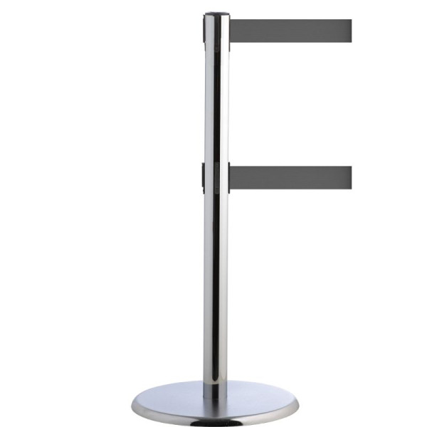 Stein HGS Personenleitsystem -P-Line Duo-, chrom, grau, mit magnetischem Gurtendstück, Gurtlänge: 2 x 4 m, 14151-1104