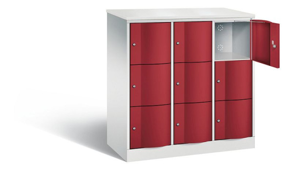 C+P Schließfachschrank Resisto, H1255xB1148xT540mm, Farbe: Lichtgrau / Rubinrot, 8573-372 S10706