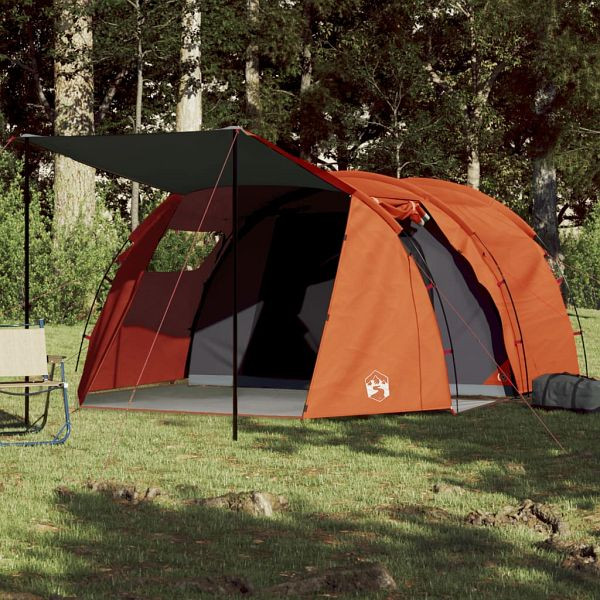 vidaXL Tunnelzelt 4 Personen Grau und Orange Wasserdicht, 94399