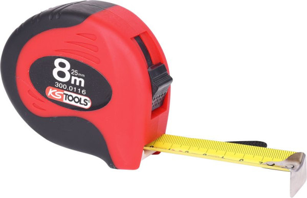 KS Tools Bandmaß mit Feststeller, schwarz-rot, 8m, 300.0116