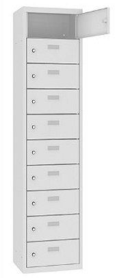 Eurobox Schließfach/Kantinenschrank stehend, 1 Abteil, 10 Fächer, Abteilbreite 425 mm, Tiefe 500 mm, 0902-042110