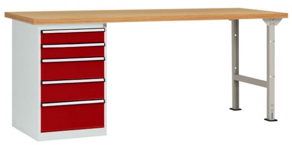 Manuflex Werkbanksystem COMBI Modell 3 mit Multiplexplatte, BxTxH = 1500 x 700 x 840 mm, Rubinrot, WC5100.3003