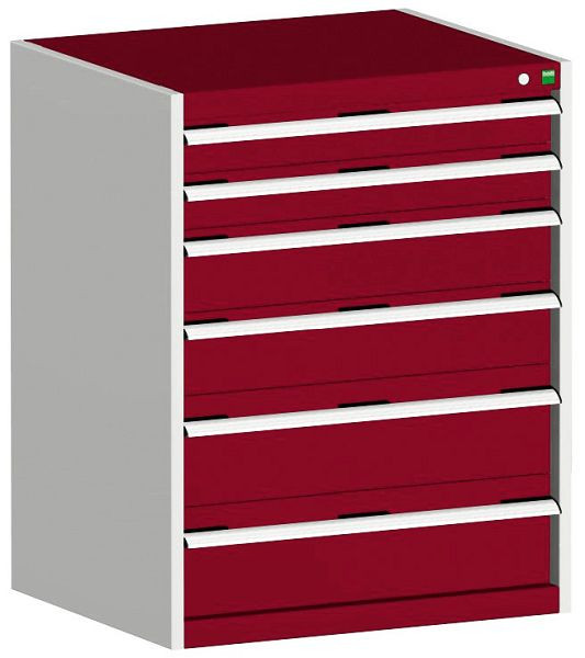 bott cubio Schubladenschrank bestückt mit 6 Schubladen BxTxH: 800 x 650 x 1000 mm, RAL 7035/3004, 40020049.24V