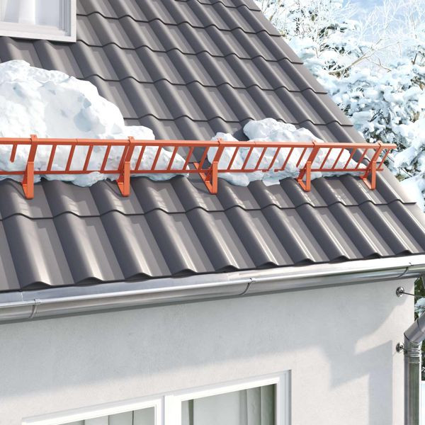 vidaXL Dachschneeschild Rot 300 x 29,5 x 34,5 cm Stahl, 42028461