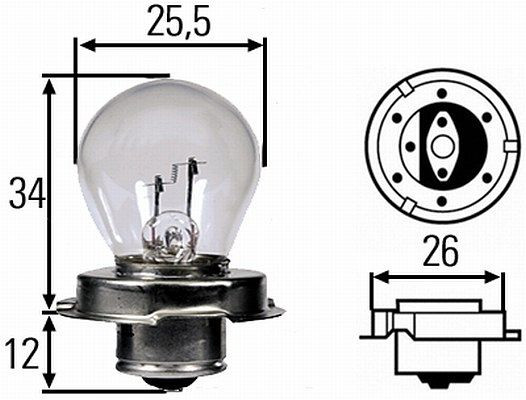 HELLA Halogen-Glühlampe, S3, Standard, 6V, 15W, Sockelausführung Glühlampe: P26s, Schachtel, VE: 10 Stück, 8GA 008 899-061