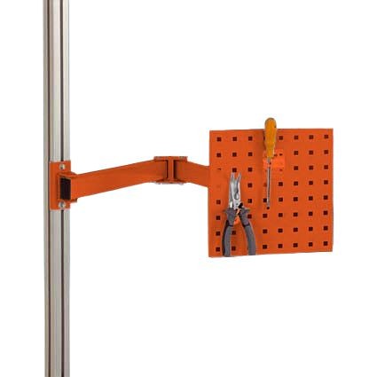 Manuflex Werkzeugträgerplatte für CANTOLAB und ALU, BxH 305 x 305 mm, mit Doppelgelenk-Schwenkausleger, Rotorange, ZB8232.2001