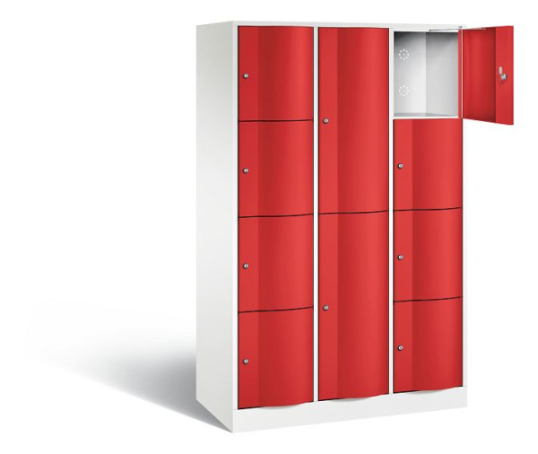 C+P Kombi-Schließfachschrank Resisto, H1950xB1148xT540mm, Farbe: Verkehrsweiß / feuerrot, 8070-3723 S10036