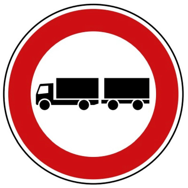 Stein HGS Verbot für Lastkraftwagen mit Anhänger Nr. 257-57, 420mm /RA2/Flachform 2mm, 257-57-121