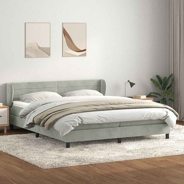 vidaXL Boxspringbett mit Matratzen Hellgrau 180x220 cm Samt, 3317661