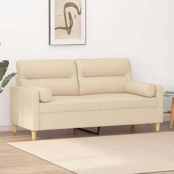 vidaXL 2-Sitzer-Sofa mit Zierkissen Creme 140 cm Stoff, 3200823