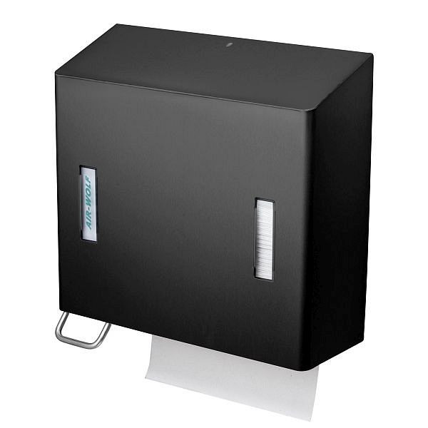 Air Wolf Schaumseifen- und Papierhandtuchspender, Serie Omega, H x B x T: 377 x 377 x 163 mm, Edelstahl mattschwarz beschichtet, 29-573