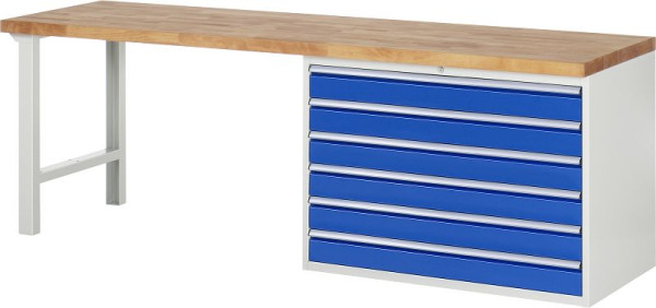 RAU Werkbank Serie 7000 - Modell 7716, B2500 x T700 x H890 mm, Systemunterbau B2500 x T650 x H850 mm, 03-7716A1-257B4M.11