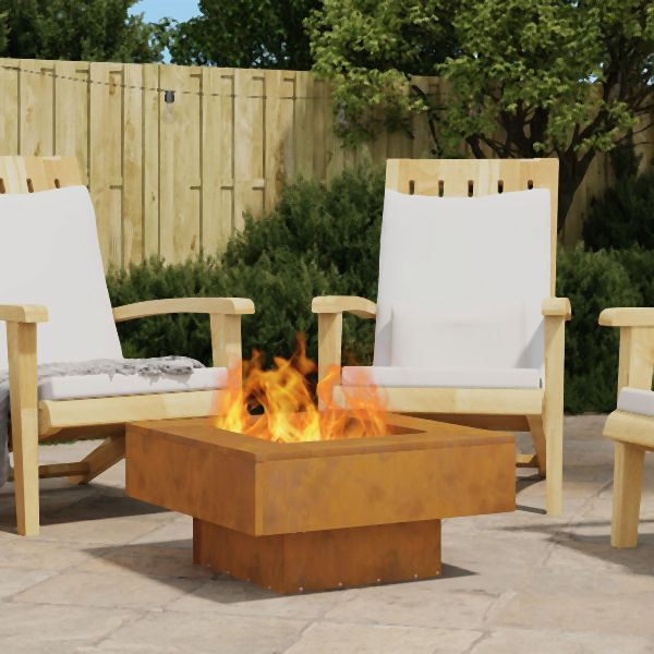 vidaXL Feuerstelle Quadrat 60x60x30 cm Wetterstahl, 858955