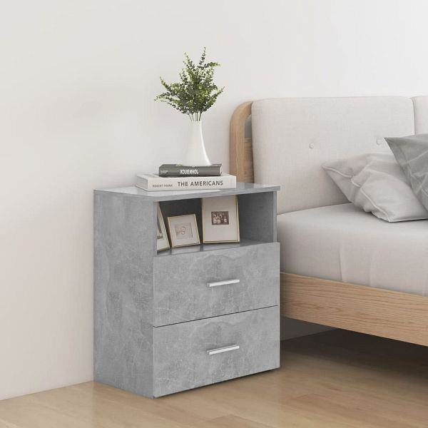 vidaXL Nachttische 2 Stück Betongrau 50x32x60cm, Holzwerkstoff, 803281