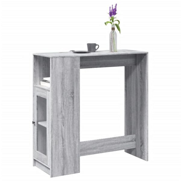 vidaXL Bartisch mit Regal Grau Sonoma 101x40x103,5 cm Holzwerkstoff, 854369