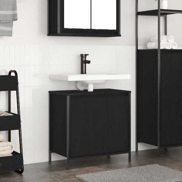 vidaXL Waschbeckenunterschrank Schwarz 60x34,5x60 cm, 861892