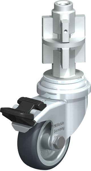 Blickle LRA-TPA 50G-FI-E05 Apparate-Lenkrolle mit Expander & Feststeller, Thermoplastisches Gummi-Elastomer, Grau, 742611