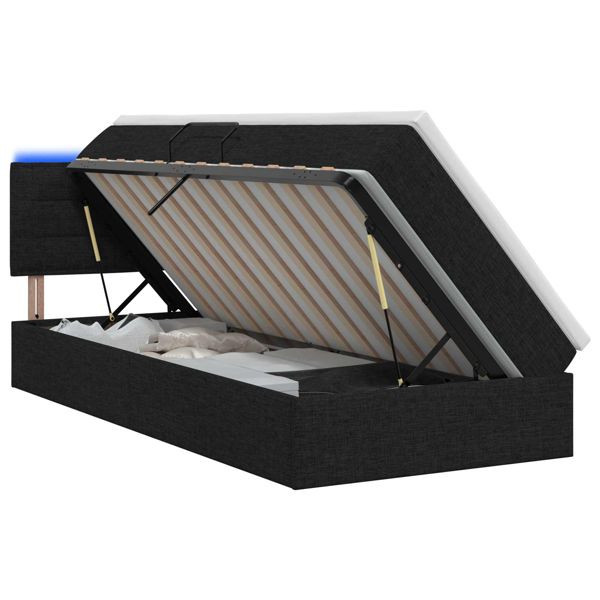vidaXL LED-Speicherbett mit Matratze Schwarz 90 x 200 cm Stoff, 3458975