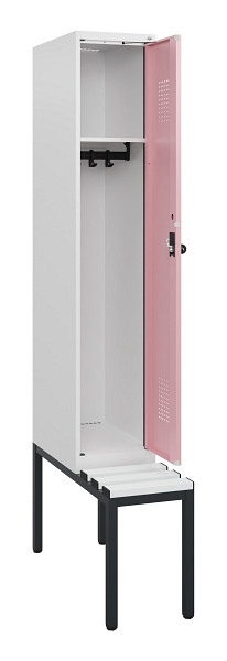 C+P Spind Evolo PLUS, 1 Abteil, 1950x300x815mm, 9016/3015, Drehriegel, Sitzfläche Kunststoff, Sitzbank, 0490505-10 S10072