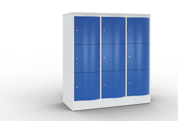 C+P Schließfachschrank, 9 Fächer,H1255xB1148xT540mm,Grau/Enzianblau/DBSHellgrau, 8573-372 S10342