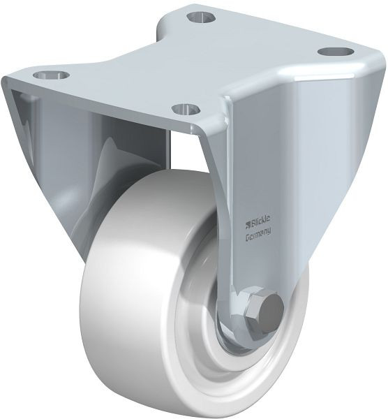 Blickle BH-SPO 80K Stahlblech-Bockrolle, Schwerlast-Ausführung, mit Anschraubplatte, Polyamid, Weiß, 754084