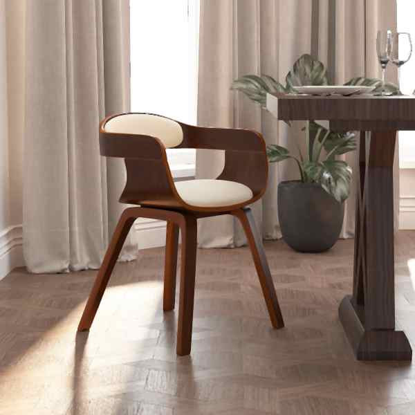 vidaXL Esszimmerstuhl Creme Bugholz und Kunstleder, 3092372