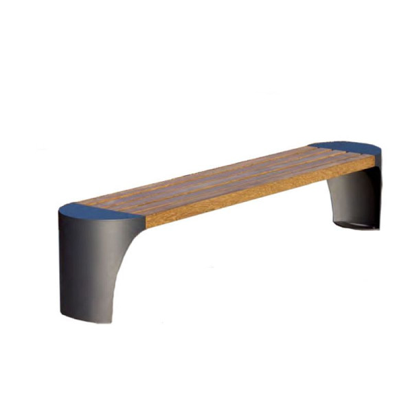 Stein HGS Sitzbank 'Zethos', RAL 9005 tiefschwarz, Robinie, ohne Rückenlehne, Sitzfläche: 1800 mm, 25244-0702