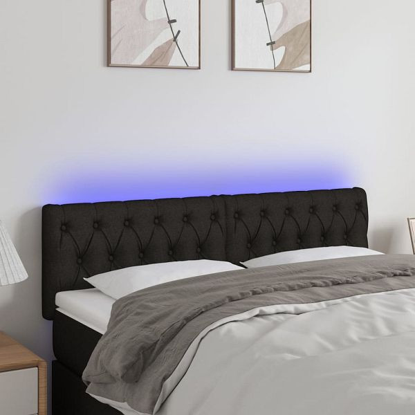 vidaXL LED Kopfteil Schwarz 160x7x78/88 cm Stoff, 3121956