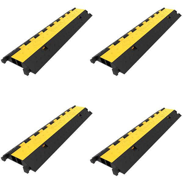 VEVOR 4 Stück 2 Kanal Kabelbrücke Kabelmatte Kabel-Beschüze aus PVC und Gummi 66000LB, GXB4TZ1000X250X50V0