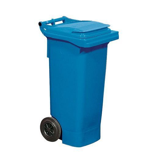 DENIOS Fahrbare Großmülltonne aus Kunststoff, 80 Liter Volumen, blau, 116182