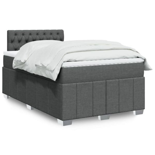 vidaXL Boxspringbett mit Matratze Dunkelgrau 120x200 cm Stoff, 3289343