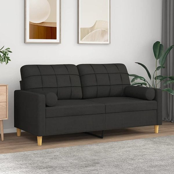 vidaXL 2-Sitzer-Sofa mit Zierkissen Schwarz 140 cm Stoff, 3200786