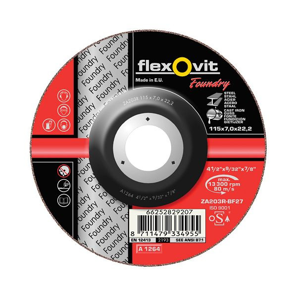 Flexovit FOUNDRY Gusseisen Schruppscheibe, ZA 24 R-BF27 INOX FOUNDRY, Durchmesser: 230 mm, Stärke: 7 mm, VE: 10 Stück, 66252832955