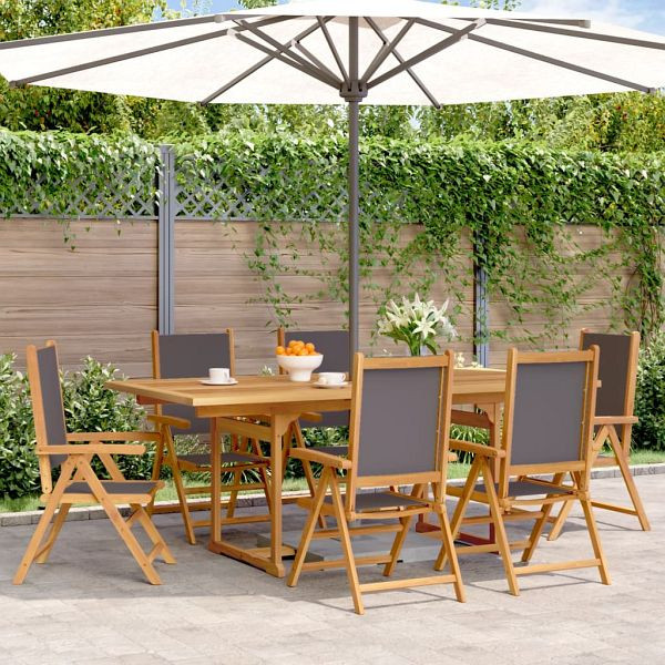 vidaXL 7-teilig Garten-Essgruppe Stoff und Massivholz Anthrazit, 3281737