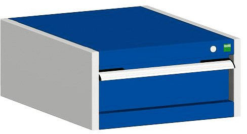 bott cubio Schubladenschrank bestückt mit 1 Schublade BxTxH: 525 x 650 x 250 mm, RAL 7035/5010, 40018001.11V