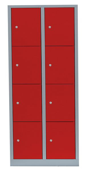 Lüllmann Stahl-Fächerschrank, 1800 x 800 x 500 mm, Lichtgrau/Feuerrot, 523424