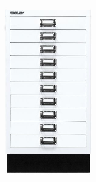 Bisley MultiDrawer™, 29er Serie mit Sockel, DIN A3, 10 Schubladen, verkehrsweiß, L29A310S696