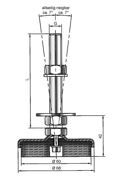 ALBRECHT NIRO-Maschinenschuh Größe 21, M12x120, Edelstahlausführung, 711 2112 120 0