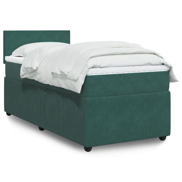 vidaXL Boxspringbett mit Matratze Dunkelgrün 100x200 cm Samt, 3289959