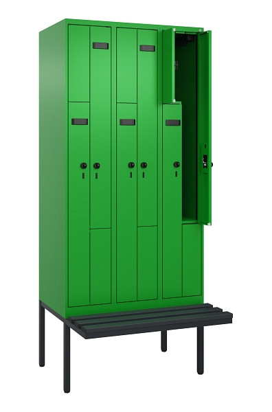 C+P Z-Spind Evolo PLUS, Bank, 6 Fächer, 2120x900x815mm, 6037/6037, Drehriegel, Sitzfläche Kunststoff, 0490437-306 S10087