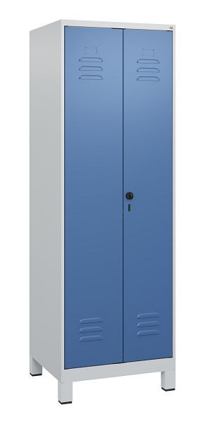 C+P Umkleidespind Classic PLUS SW, Füße, 2 Abteile, 1800x600x500mm, 7035/5023, Drehriegel, 0800127-20 S10005