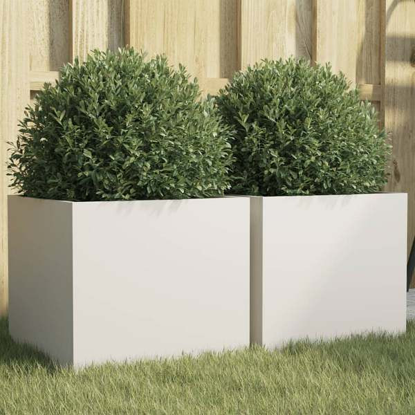 vidaXL Pflanzkübel 2 Stück Weiß 32x30x29 cm Kaltgewalzter Stahl, 841538