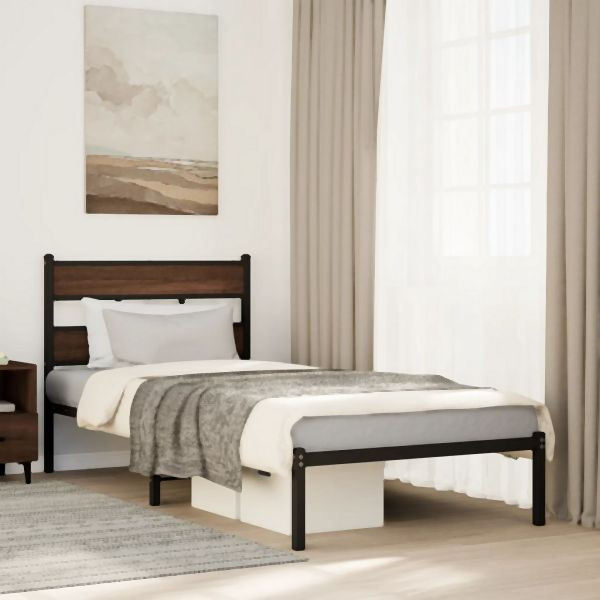 vidaXL Bettgestell ohne Matratze mit Kopfteil Braun Eiche 100x200 cm, 4017146