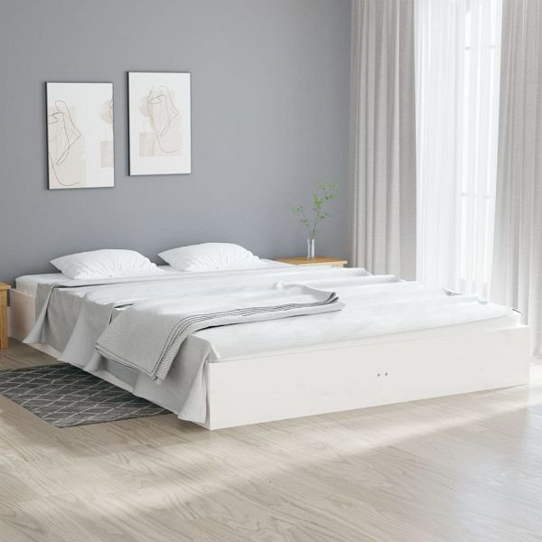 vidaXL Massivholzbett Weiß 180x200 cm, Material des Bettgestells: Massives Kiefernholz, 820028