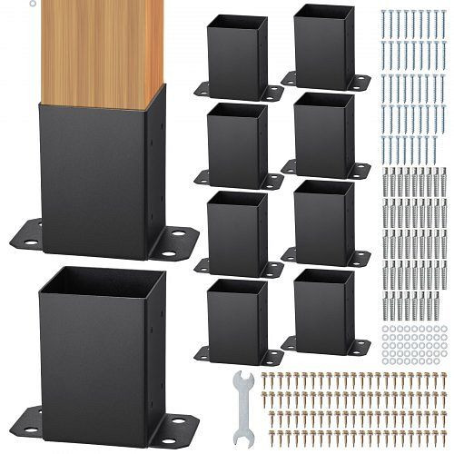 VEVOR 10er-Pack 101,6 x 101,6 mm Pfostenfußhalterungen, robuste Holzpfosten-Zaunanker, QBLZDZTG10J4LFBL1V0