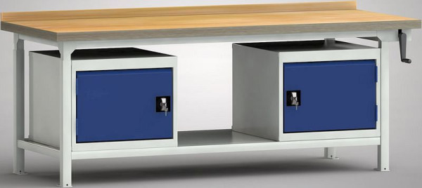 KLW Hydraulik-Profi-Werkbank - 2000 x 800 x 750 - 1050 mm L x T x H, links & rechts Türe 350 mm, WPHL50-20M45-X3V01