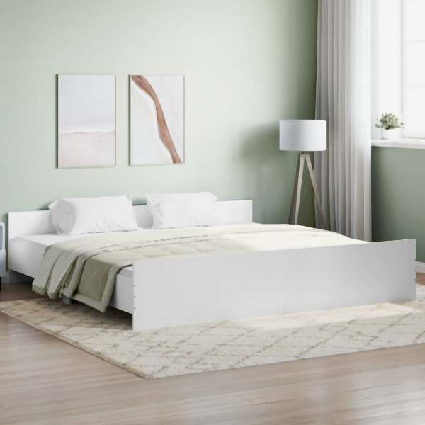 vidaXL Bettgestell mit Kopf- und Fußteil Weiß 180x200 cm, 3203768