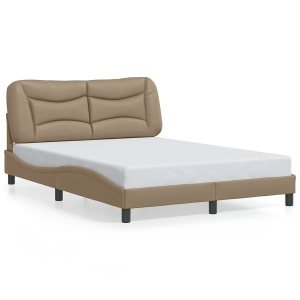 vidaXL Bettgestell mit LED Cappuccino-Braun 140x200 cm Kunstleder, 3213938