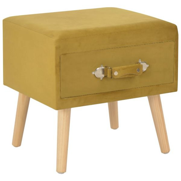 vidaXL Nachttisch Senfgelb 40x35x40 Samt, Abmessungen: 40 x 35 x 40 cm (B x T x H), 247539